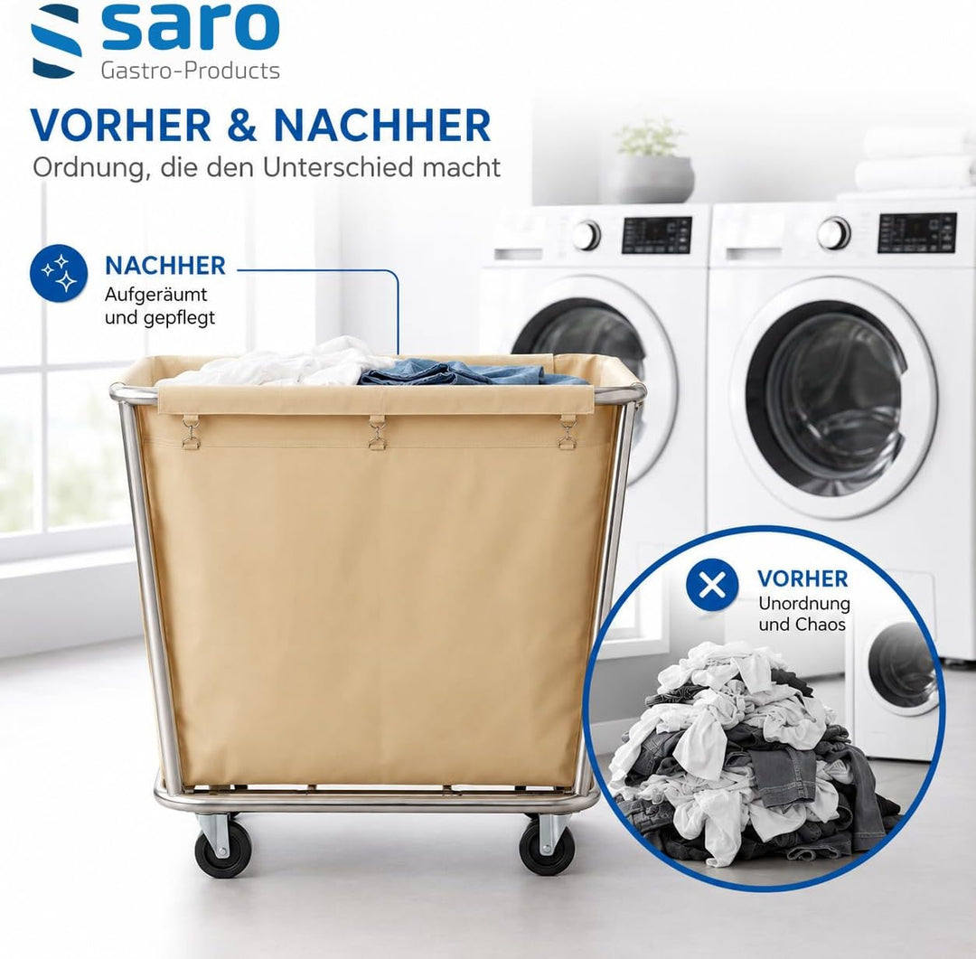 Saro AF 264 Wäschewagen, Edelstahl, creme, 90 x 65 x 85, Single