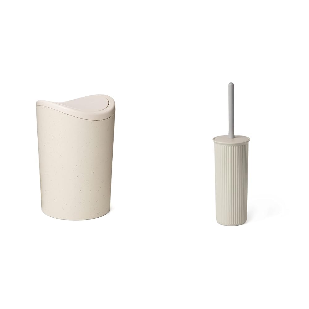 TATAY Badezimmer Mülleimer und Toilettenbürste | Ecohome Badezimmer Mülleimer mit Schwingdeckel | 6L