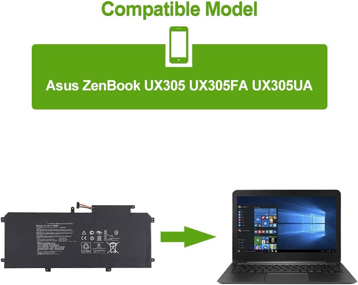 SwarKing Ersatz Akku Kompatibel mit C31N1411 Asus Zenbook UX305C UX305CA UX305F UX305FA