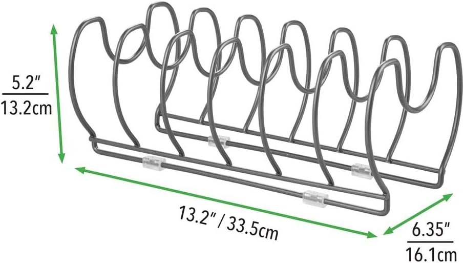 mDesign Geschirrablage für Kochtöpfe, Deckel und Pfannen – kompakter Topfdeckelhalter für den Küchen