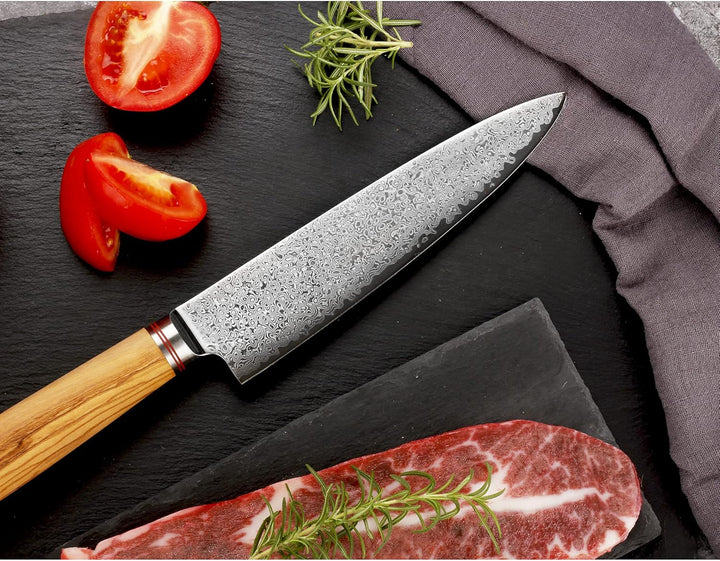 YOUSUNLONG Kochmesser 20,32cm schärfstes Küchenmesser - Japanischer gehämmerter Damaststahl - italie