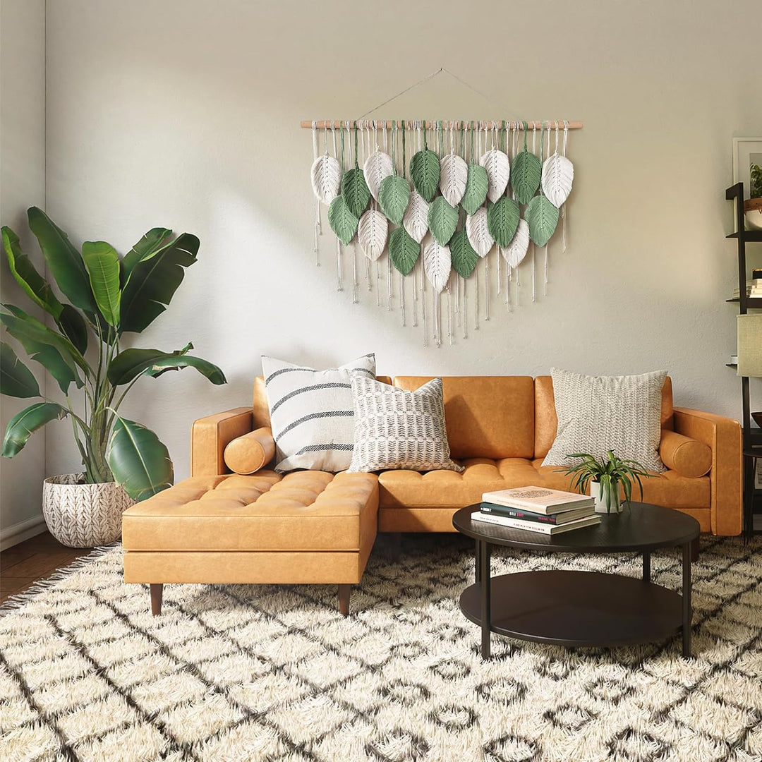 Weldomcor Grosser Wandbehang Wandteppich, Boho Makramee Gewebte Handgemachte Quaste Blatt Tapisserie