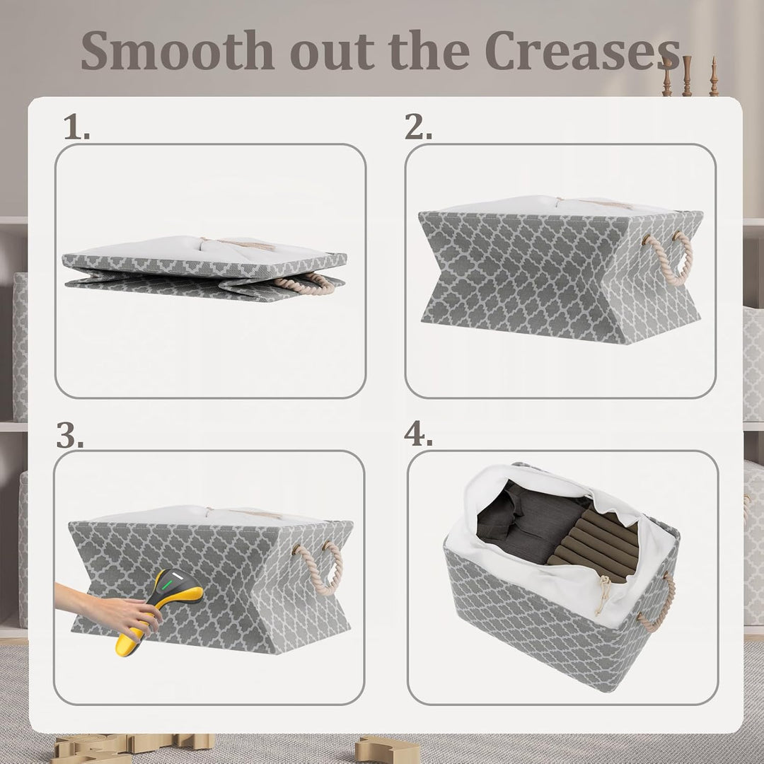 OUTBROS Grosser Aufbewahrungskorb, 34 x 24 x 20 cm Stoff Aufbewahrungsbox mit Kordelzug und Griff, f