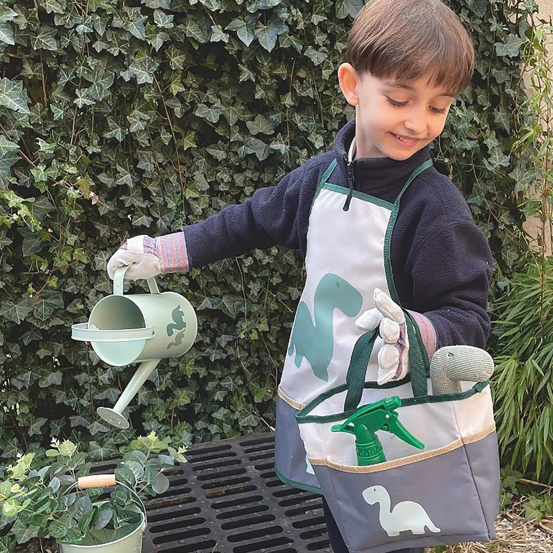 Krause & Sohn Schürze für Kinder inkl. Gartenwerkzeug 6-tlg. Gärtner-Set Hobbyschürze mit Dino-Motiv