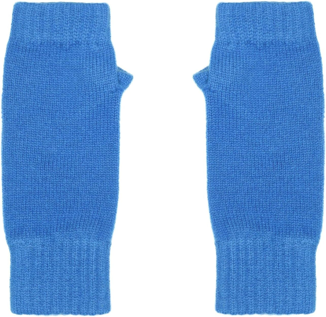 Lona Scott Fingerlose Damenhandschuhe aus Kaschmir Blau, Blau