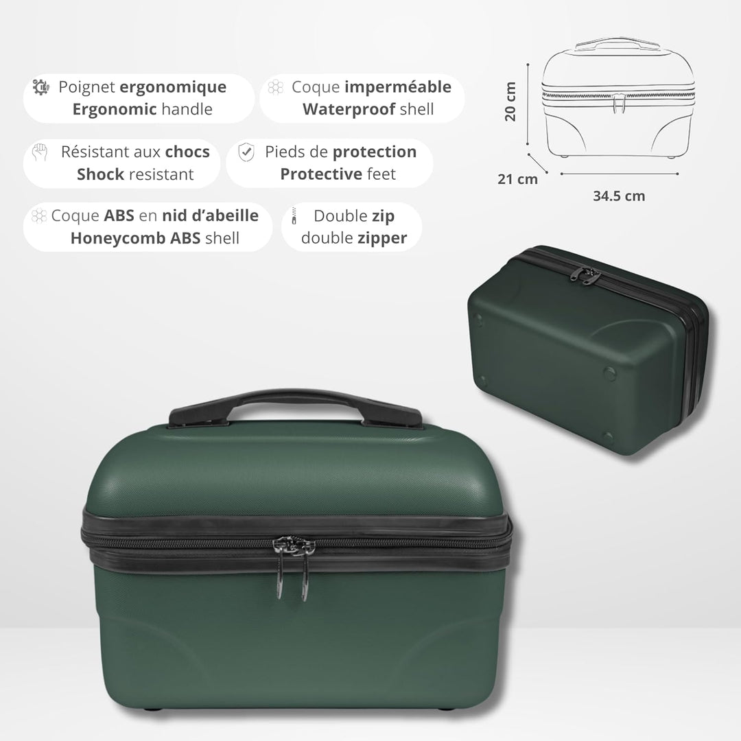 Kinston Kosmetiktasche für Reisen, Kosmetiktasche, grosses Fassungsvermögen Grün (Vert Anglais) gros
