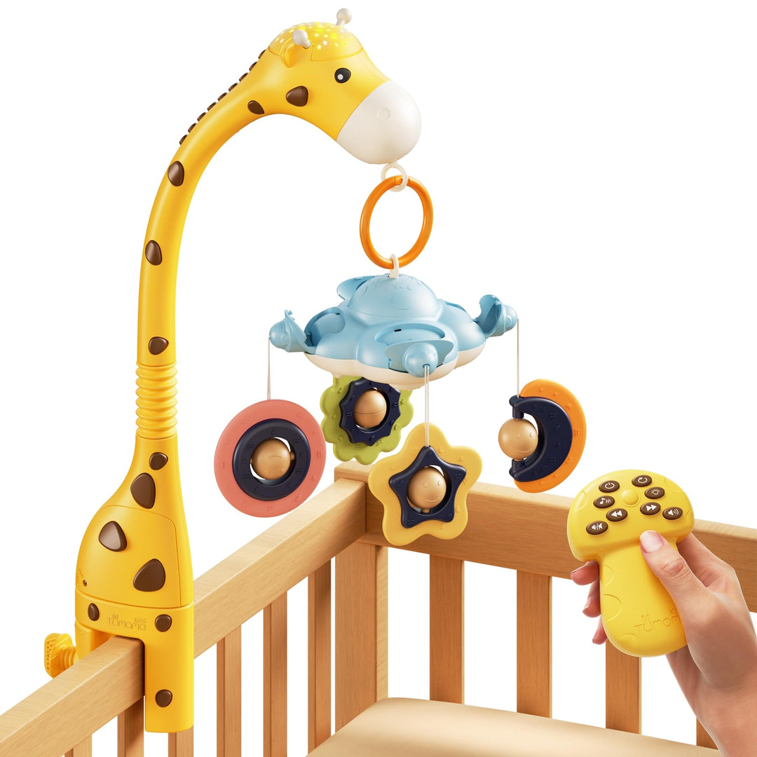 TUMAMA Mobile Baby 3 in 1 Kinderbett Spielzeug mit Fernbedienung, Projektion Nachtlicht, Musik und w