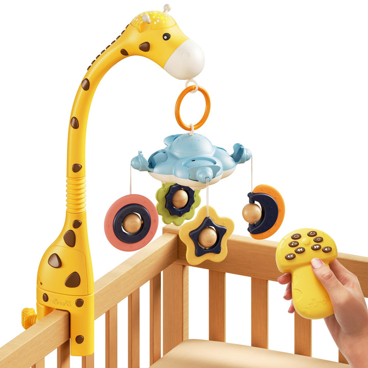 TUMAMA Mobile Baby 3 in 1 Kinderbett Spielzeug mit Fernbedienung, Projektion Nachtlicht, Musik und w