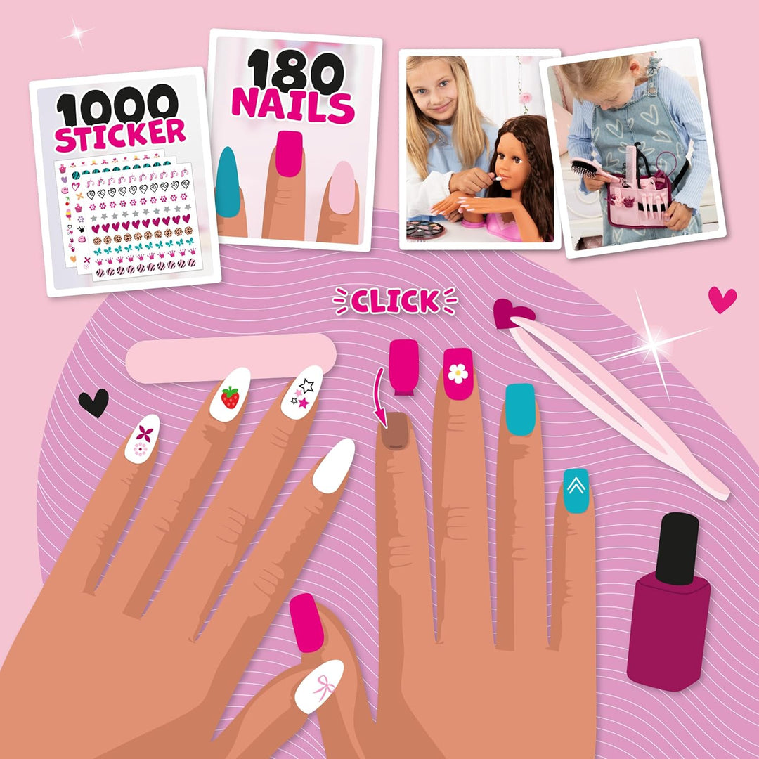 Bayer Design 90090AC Charlene Magic Nails Frisier- und Schminkkopf mit Händen und Fingernägeln, Make