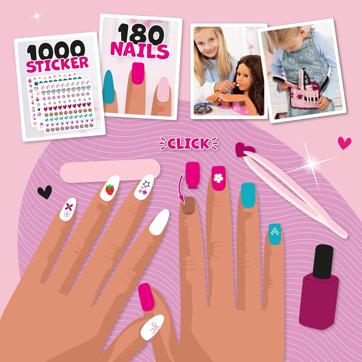 Bayer Design 90090AC Charlene Magic Nails Frisier- und Schminkkopf mit Händen und Fingernägeln, Make