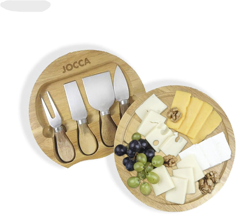 JOCCA - Käsebrett mit Käsemesser Set | Rund Servierplatte aus Holz für Käse und Häppchen | Cheese Bo