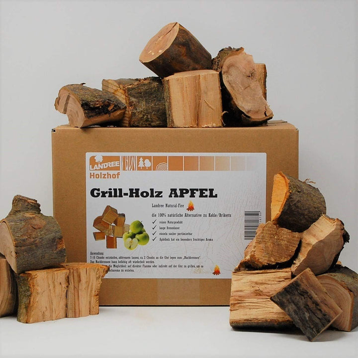Grillholz Apfel 8Kg - von Landree® - die (saubere) Alternative zu Kohle oder Briketts - direkt vom H