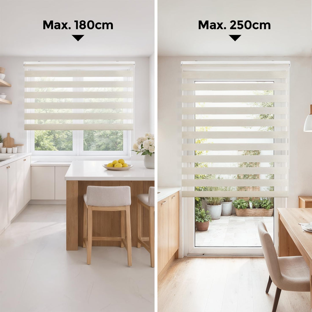 STORESDECO Doppelrollo mit Bohren 180H x 100B cm für Fenster & Türen - Zuverlässiger Lichtschutz & S