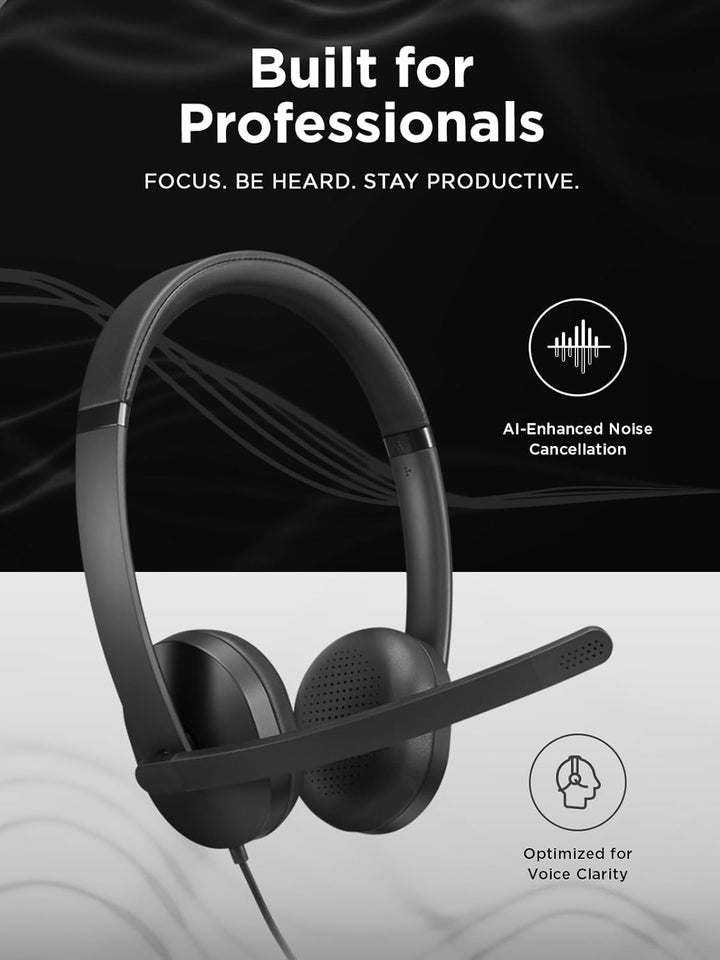 Lenovo 5000 - Headset - On-Ear - kabelgebunden - USB-C - Schwarz - Zertifiziert für Microsoft Teams