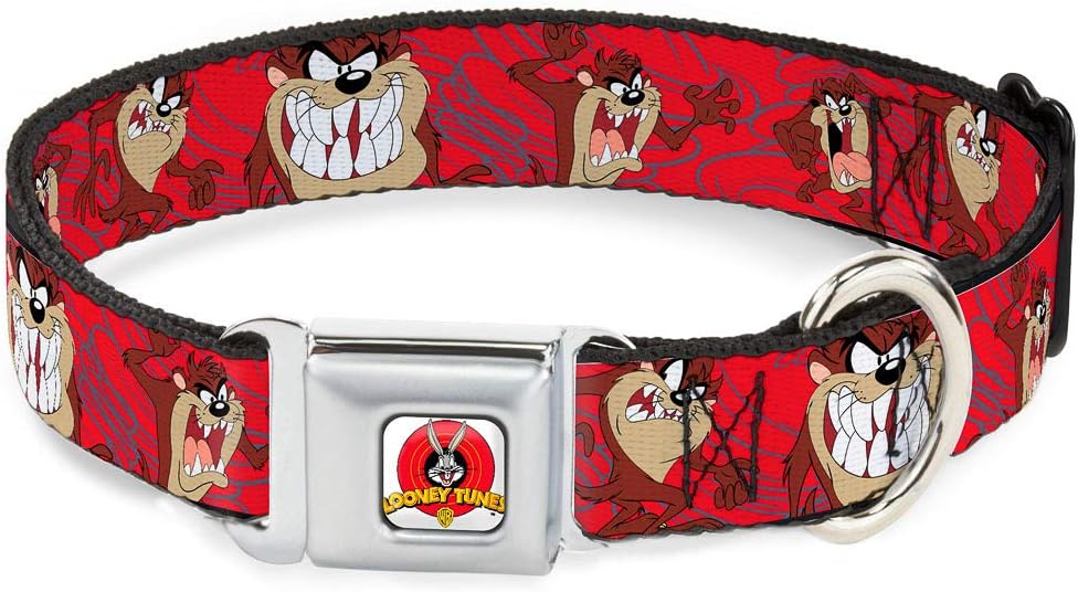 Buckle-Down 22,9–38,1 cm lta-Looney Melodien Logo weiss Hund Halsband WL - Fits 18-32" - 1.5" Wide,