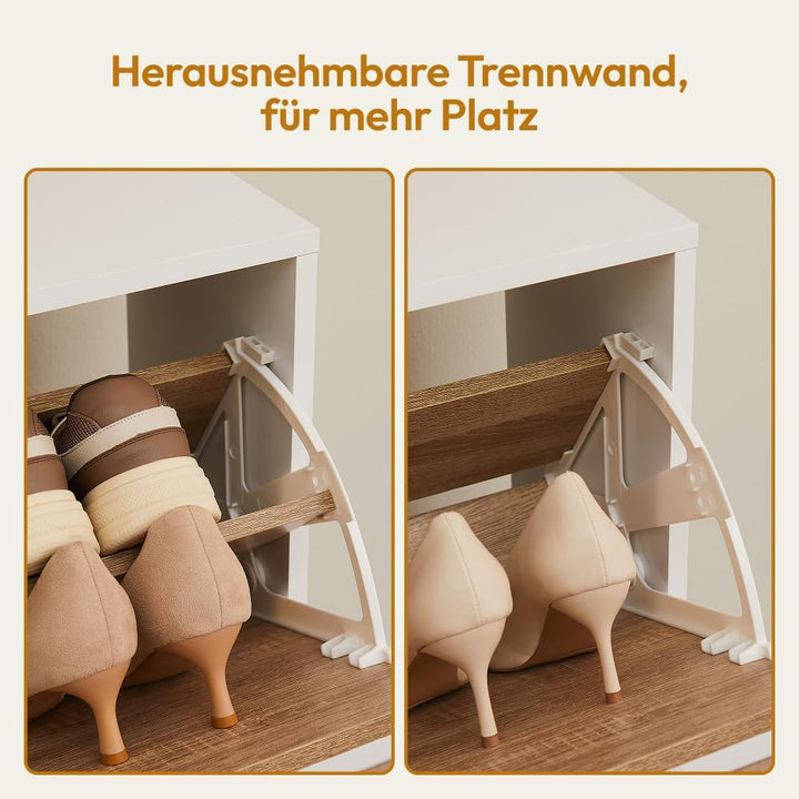 CASABEL Schuhschrank mit 4 Klappen – Schuhregal Holz & Weiss, Modernes Design, Grosse Kapazität für