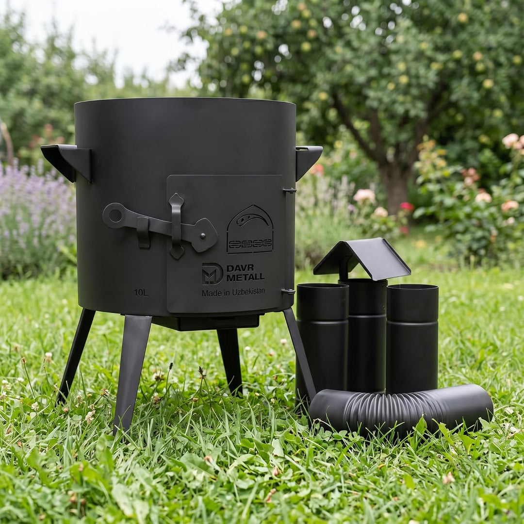 Ø36cm Uchag 2mm Stahl mit Abzugsrohr Utschak-Ofen Adapter-Ringe Utschag Feldküche Feuerstelle Campin