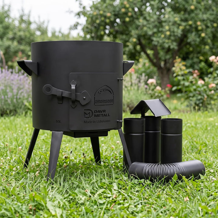 Ø36cm Uchag 2mm Stahl mit Abzugsrohr Utschak-Ofen Adapter-Ringe Utschag Feldküche Feuerstelle Campin