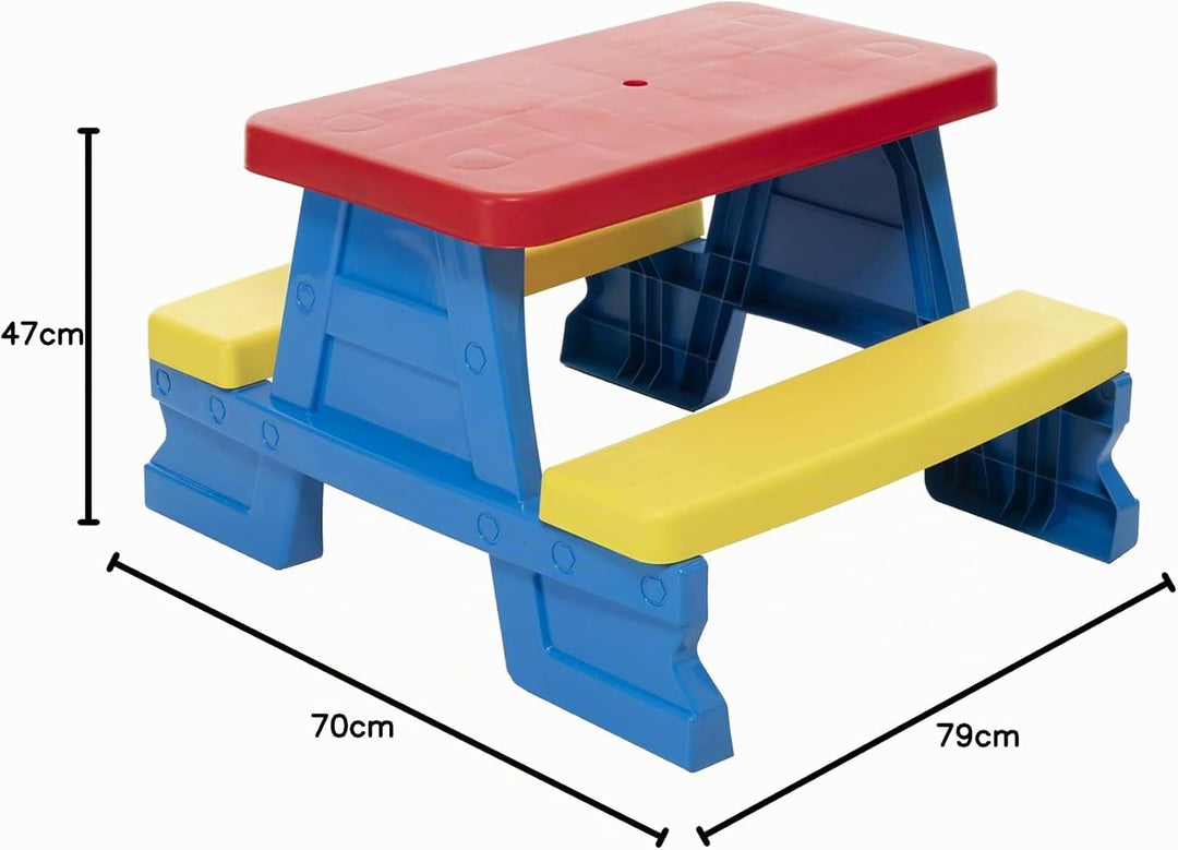 Kinder Sitzgruppe Picknick Sitzgarnitur Outdoor Bank Tisch Kombi blau, Blau