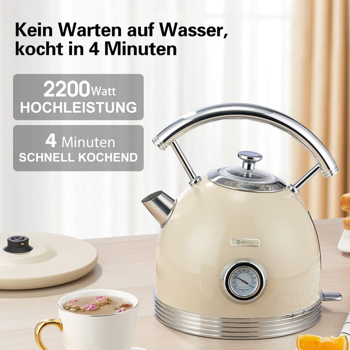 Wiltal Toaster Retro 2 Scheiben, 6 Einstellbare Bräunungstufen, mit hochwertige Brötchenaufsatz, Auf