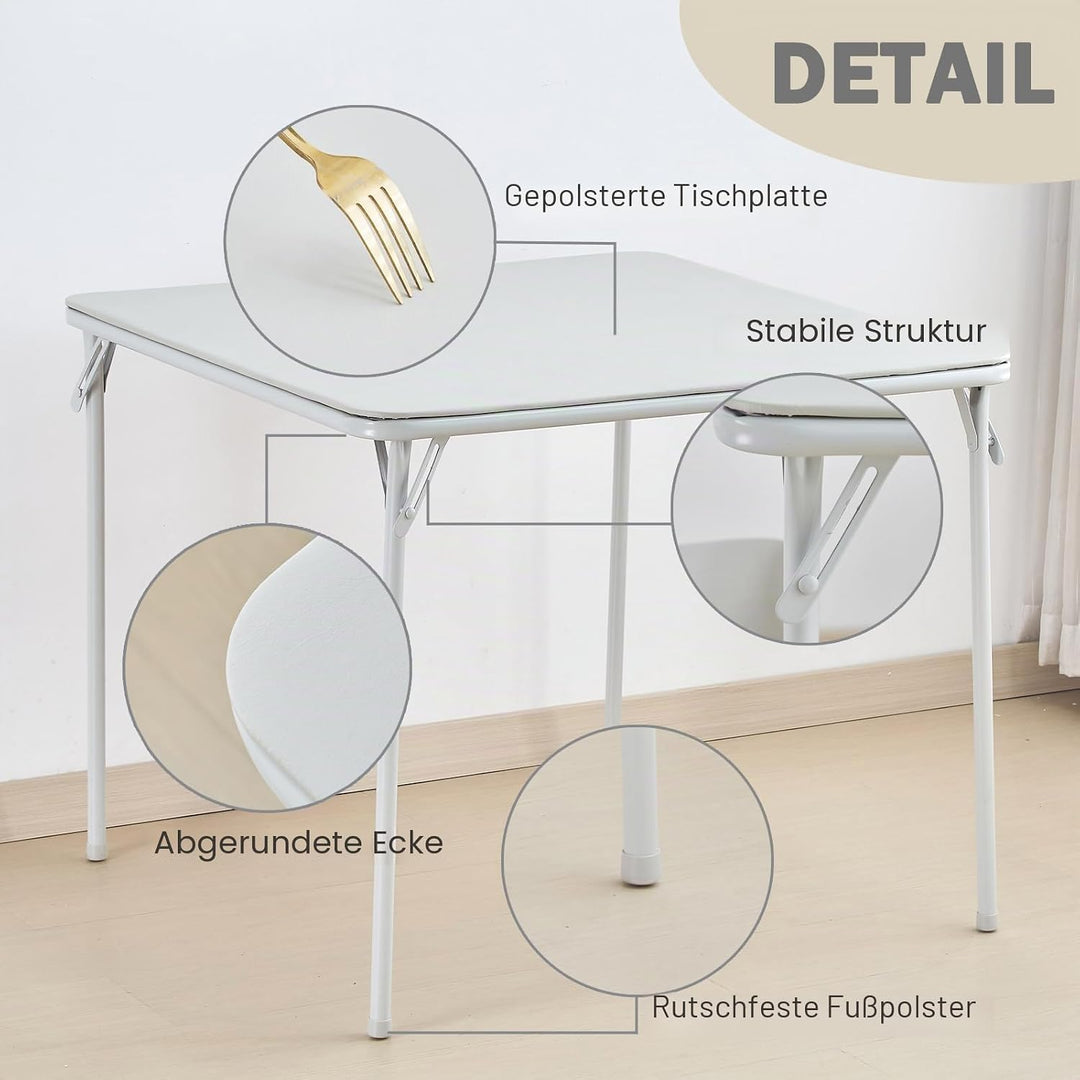 KAIHAOWIN Klapptisch Faltbarer 85 x 85 cm, Gartentisch Klappbar Vielseitig Einsetzbar, Quadratischer