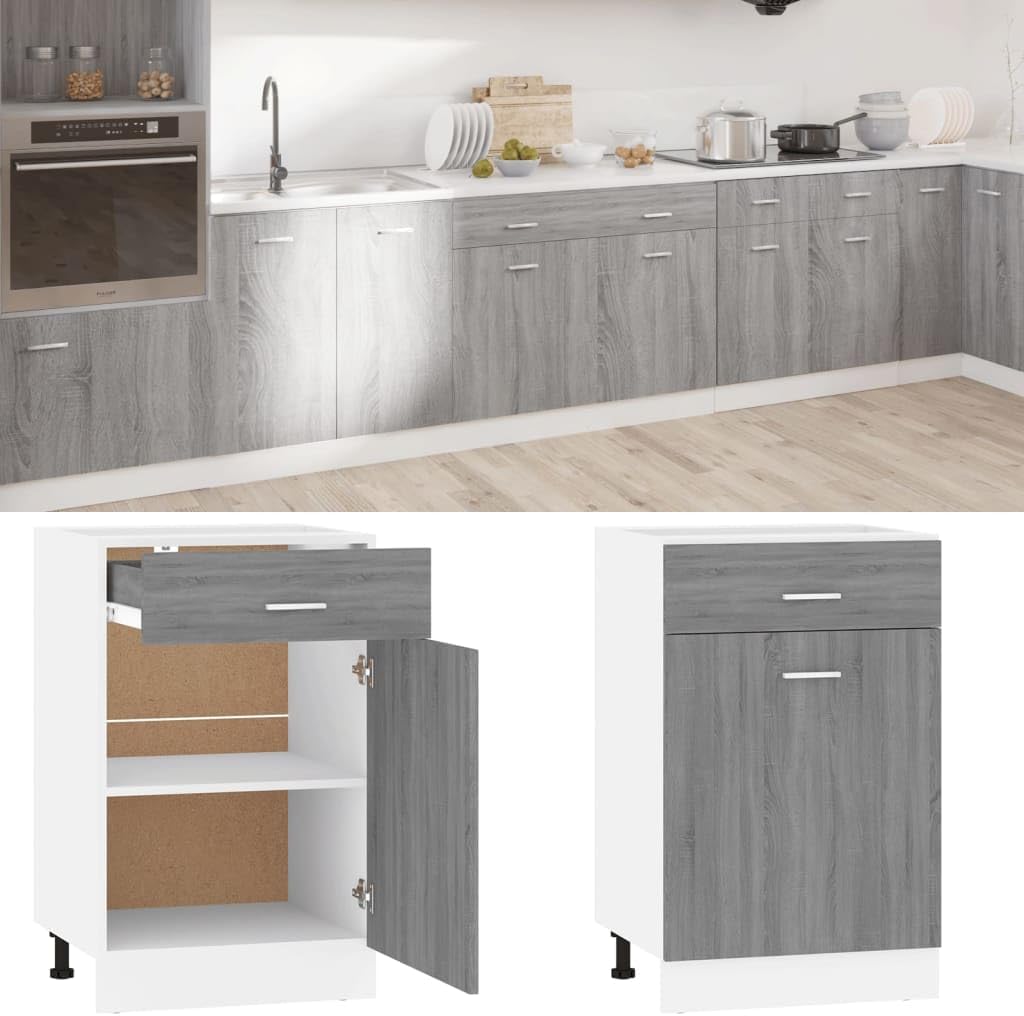 vidaXL Unterschrank mit Schublade Grau Sonoma 50x46x81,5 cm