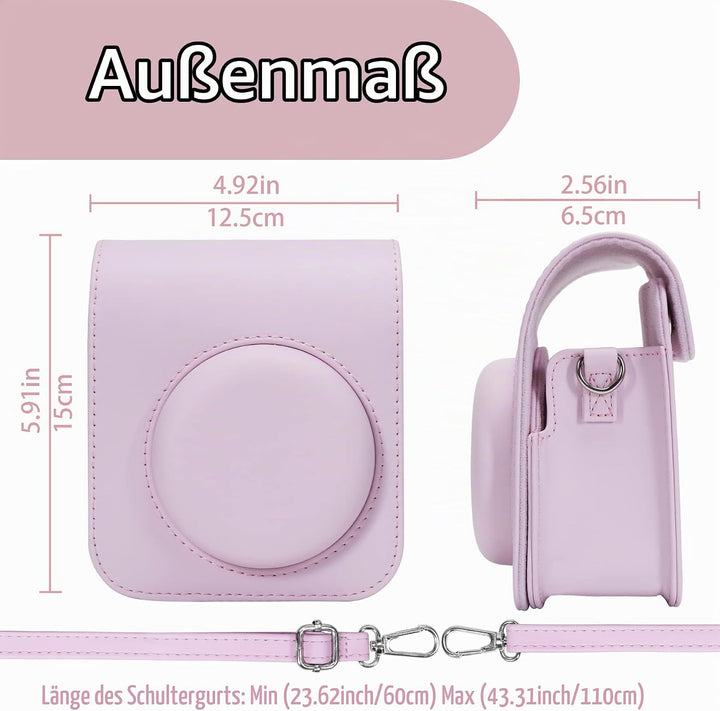 Aenllosi PU Leder Tasche Schutzhülle für Fujifilm Instax Mini 12/Mini 11 Sofortbildkamera Reisetasch