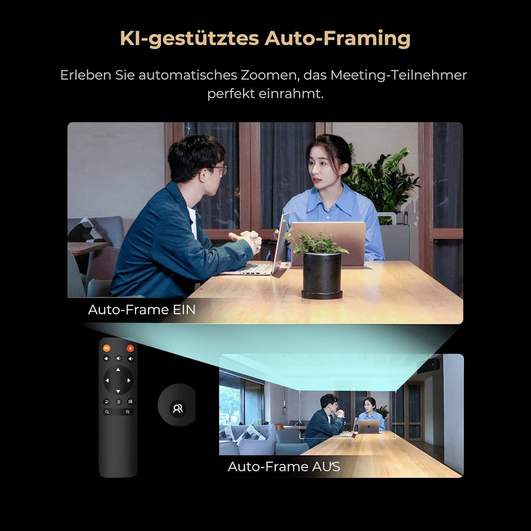 Nuroum C46 4K Videokonferenz-Webcam mit Mikrofon und Lautsprecher, 120° Blickfeld/Auto-Framing/5x Zo
