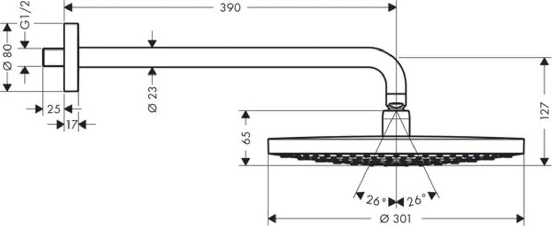 hansgrohe Raindance Select S 300 Duschkopf, Kopfbrause für Wandmontage, 2 Strahlarten, Weiss/Chrom 2