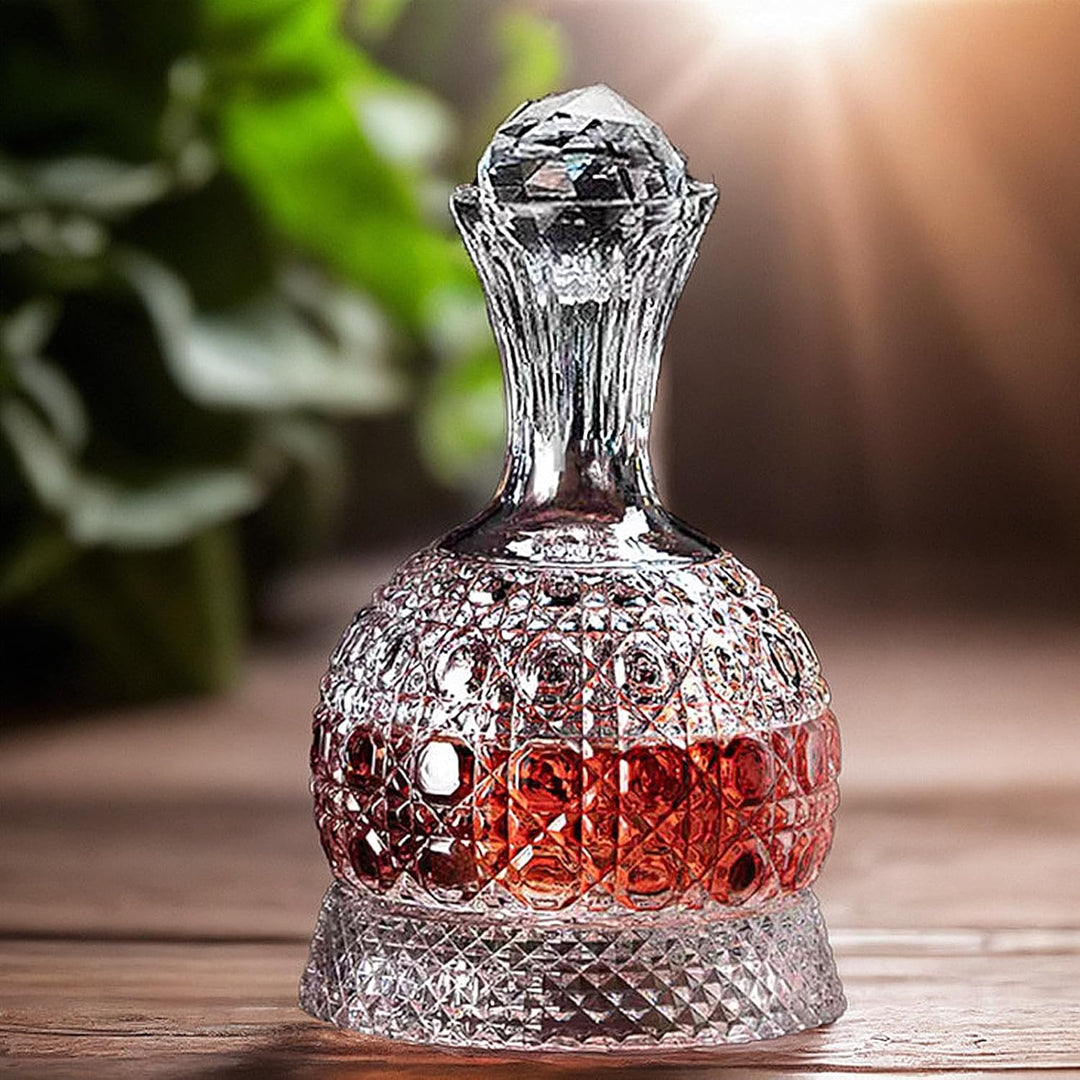 Lvpradior Kristallglas-Weindekanter, 360° drehbarer Relief-Rotweinbelüfter-Spenderausgiesser, 1,5 l