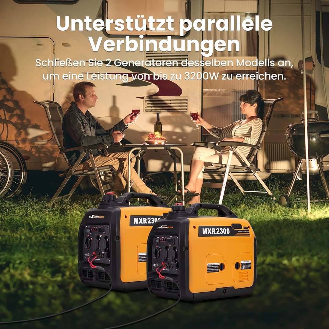 maXpeedingrods Inverter Stromgenerator 2300W Benzin 4 Takt mit USB und 230 V Steckdosen Superleise u