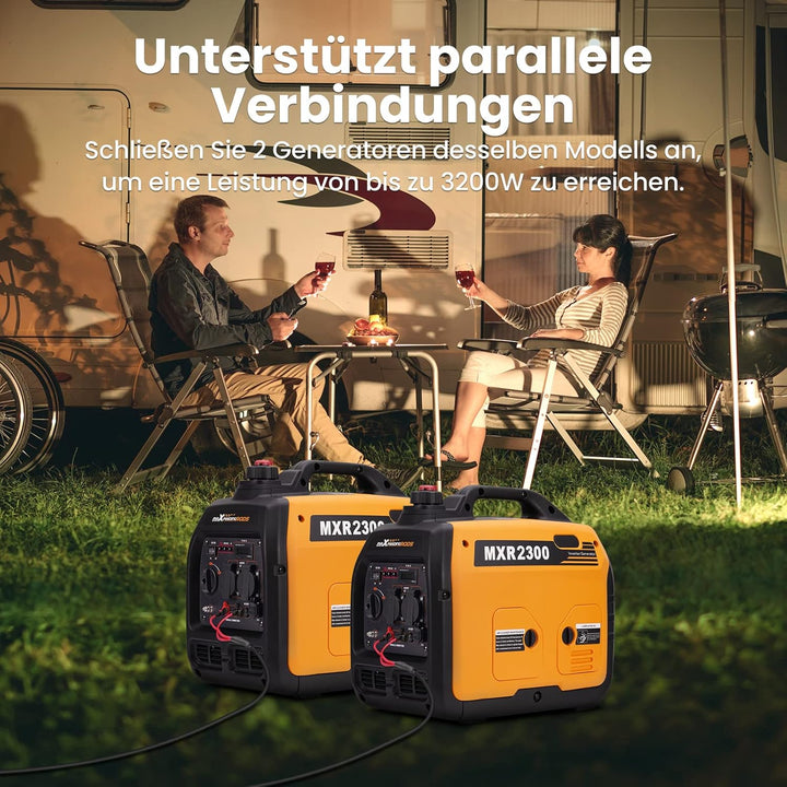 maXpeedingrods Inverter Stromgenerator 2300W Benzin 4 Takt mit USB und 230 V Steckdosen Superleise u