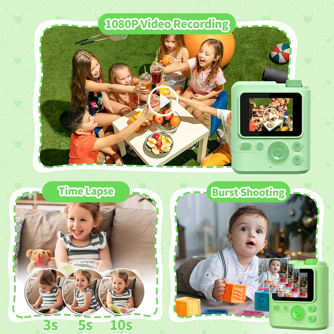 Gofunly Sofortbildkamera Kinder, 1080P HD Kinderkamera Sofortbildkamera mit 32GB Karte & DruckerPapi