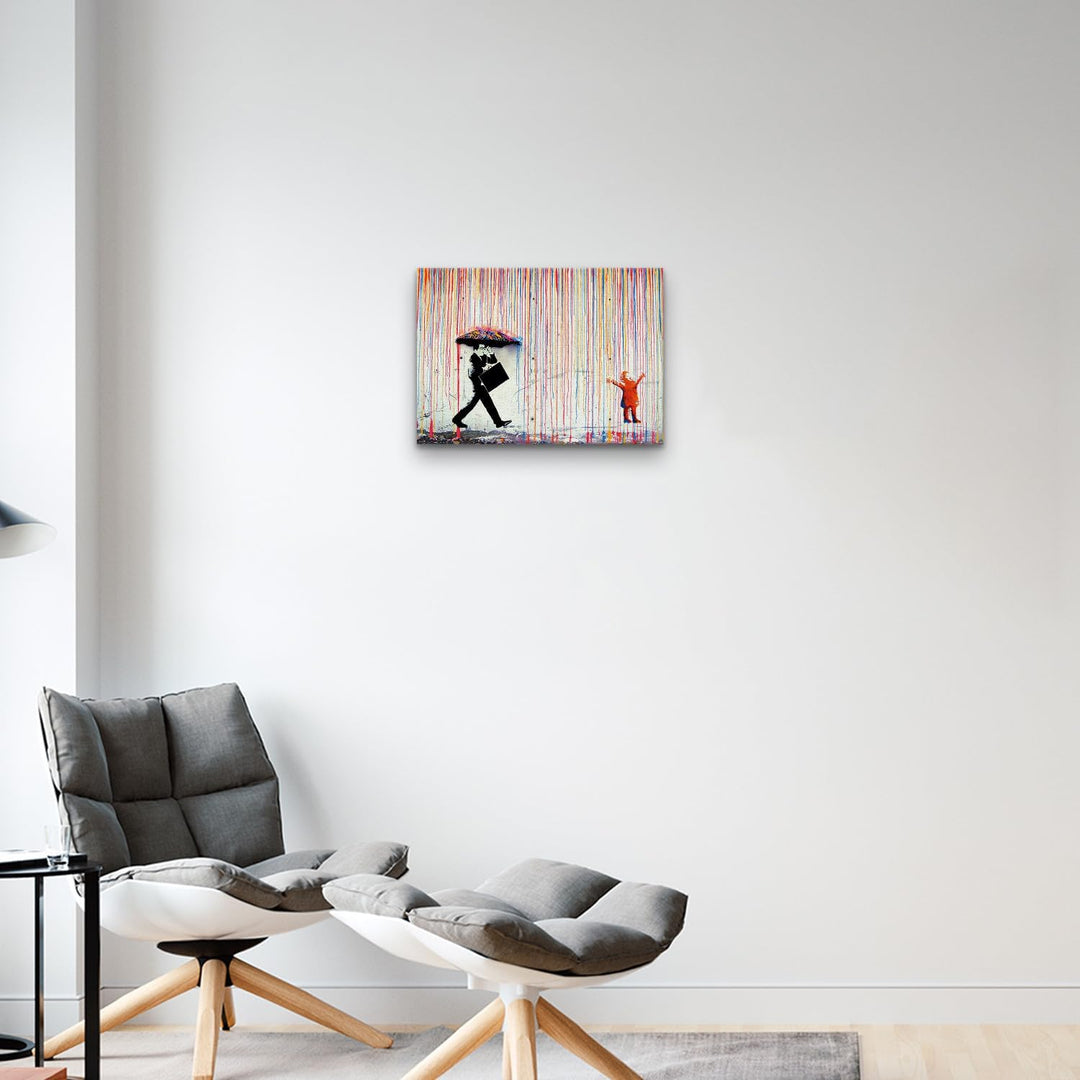 Giallobus - Gemälde - Banksy - Art Banksy - Standardleinwand - 50L x 35l cm - 01 - Regen der Farben