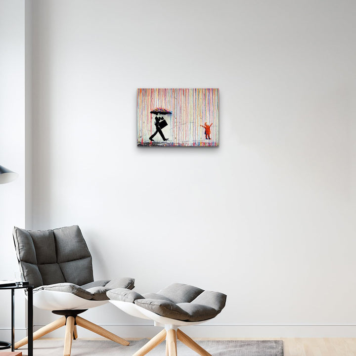 Giallobus - Gemälde - Banksy - Art Banksy - Standardleinwand - 50L x 35l cm - 01 - Regen der Farben