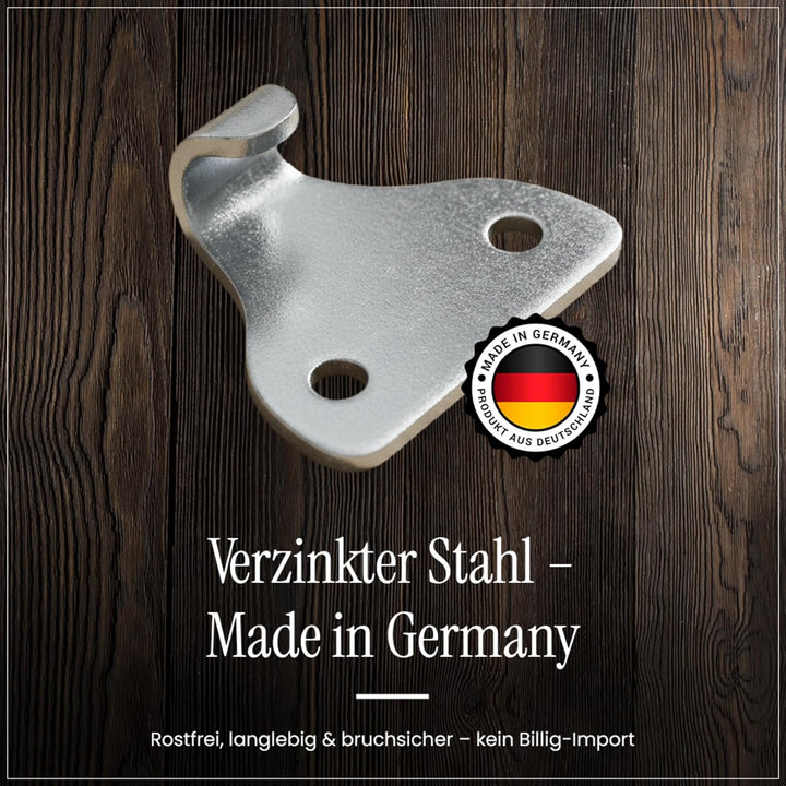 EnB 2-Loch Abspannhaken 33x27 mm – 20 Stück verzinkte Planenhaken Made in Germany – rostfrei &amp; extre