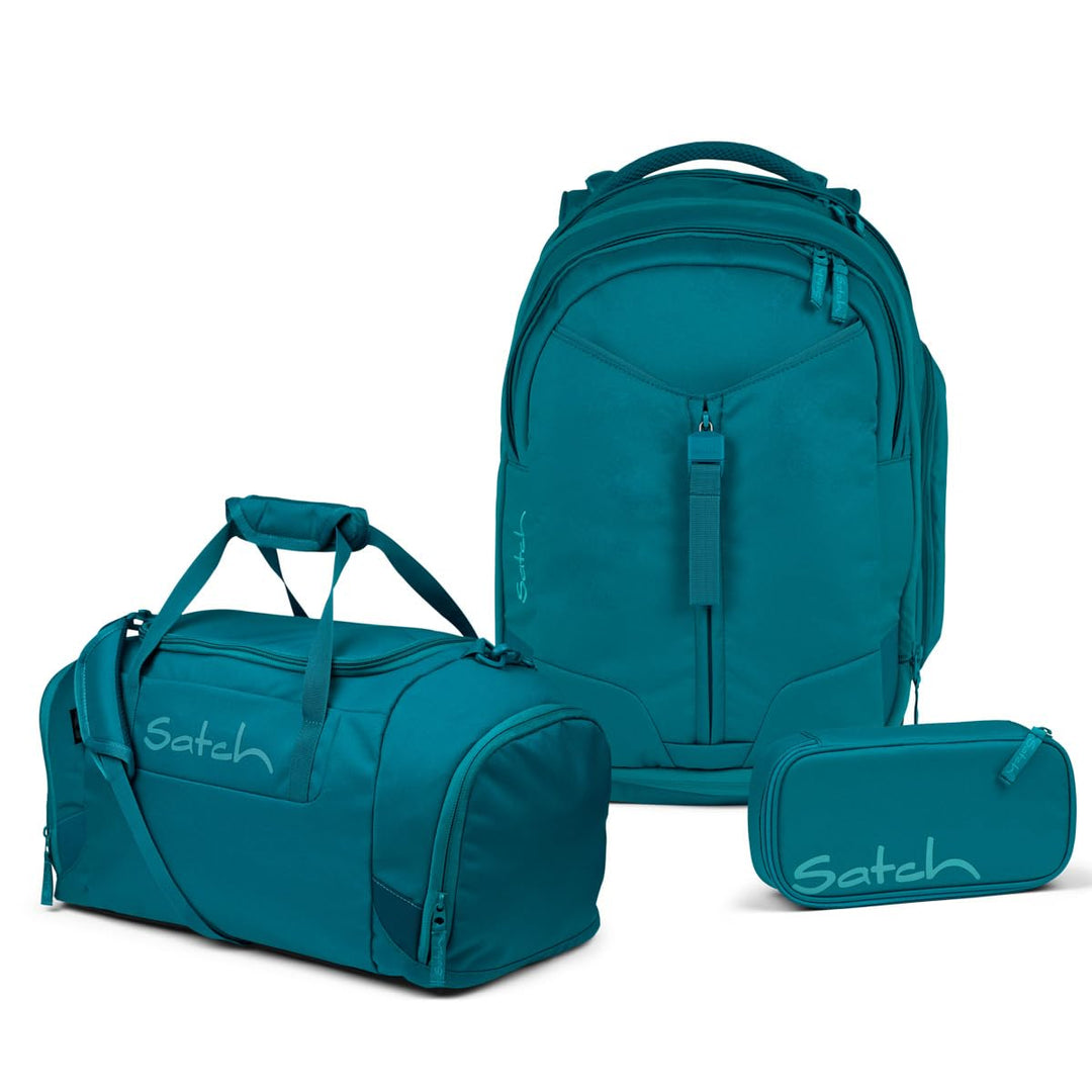 Satch Match Schulrucksack Set 3tlg. (Deep Petrol) inkl. Schlamperbox und Sporttasche, Deep Petrol