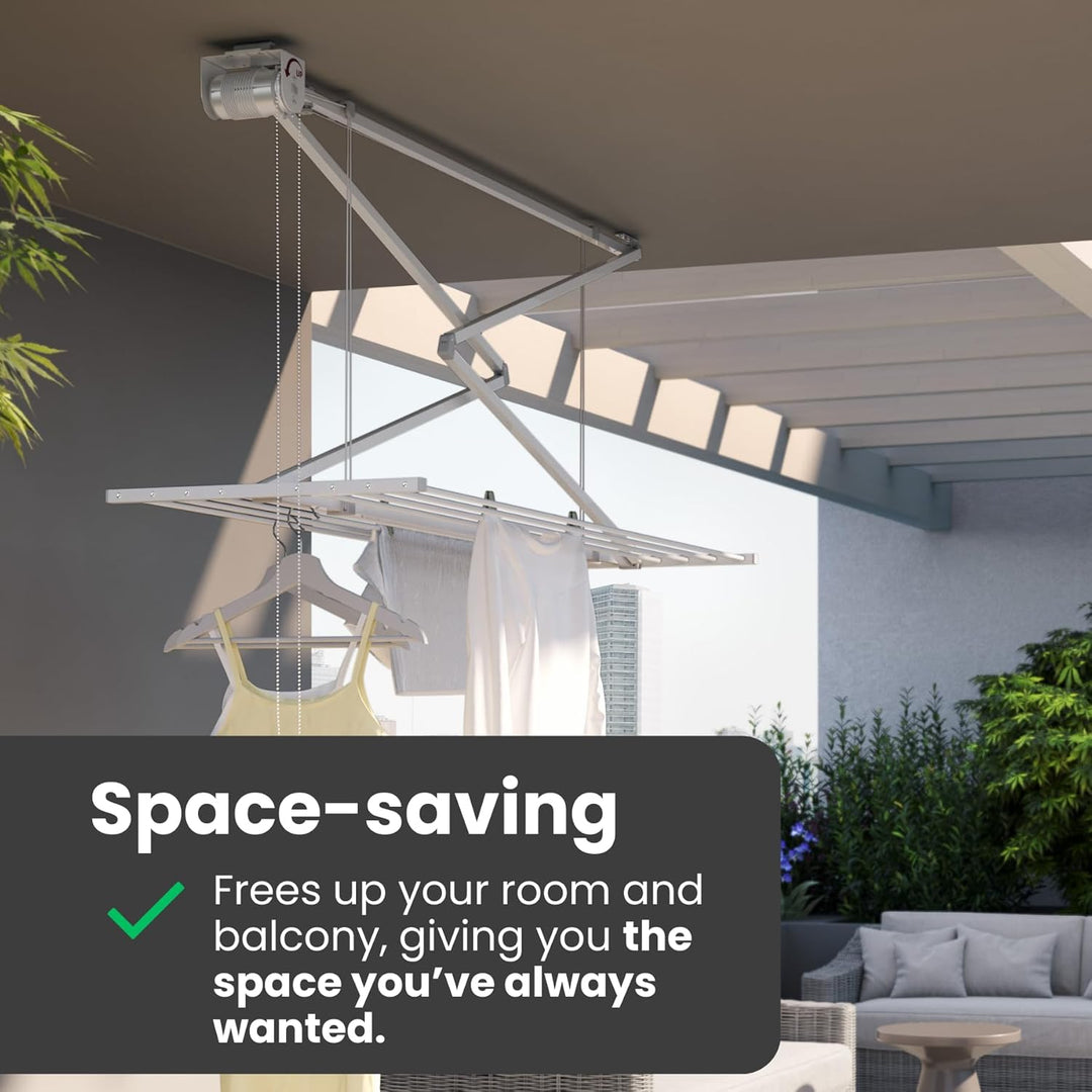 Foxydry Mini Deckenständer, vertikaler Wäscheständer, zusammenklappbar in Aluminium und Stahl 128x54