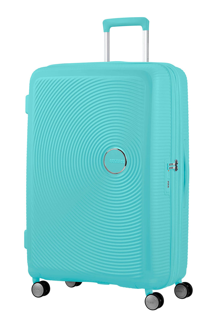 American Tourister Soundbox - Spinner L Erweiterbar Koffer, 77 cm, 97/110 L, Blau (Poolside Blue) Po