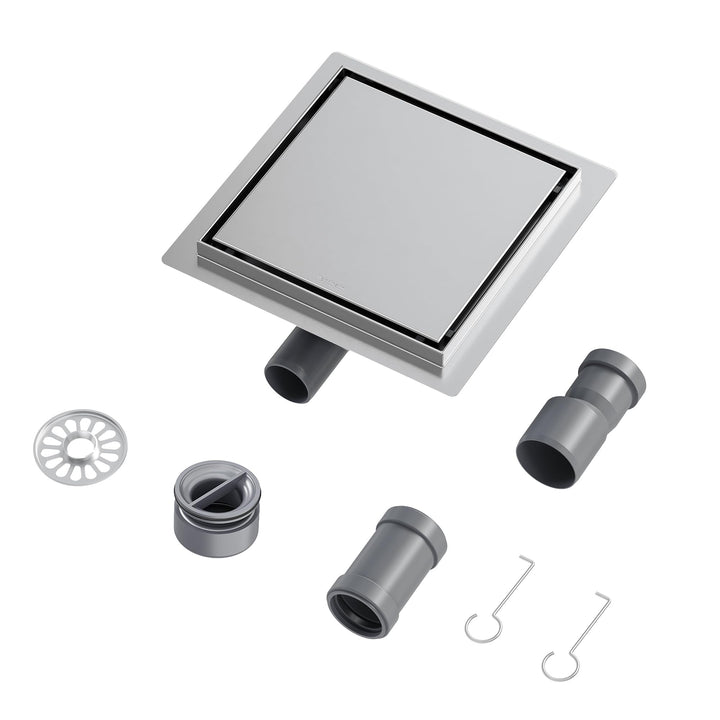 Neodrain Bodenablauf Dusche Edelstahl Duschrinne Quadratisch 20 x 20 cm mit 360° Siphon, Geruchsvers