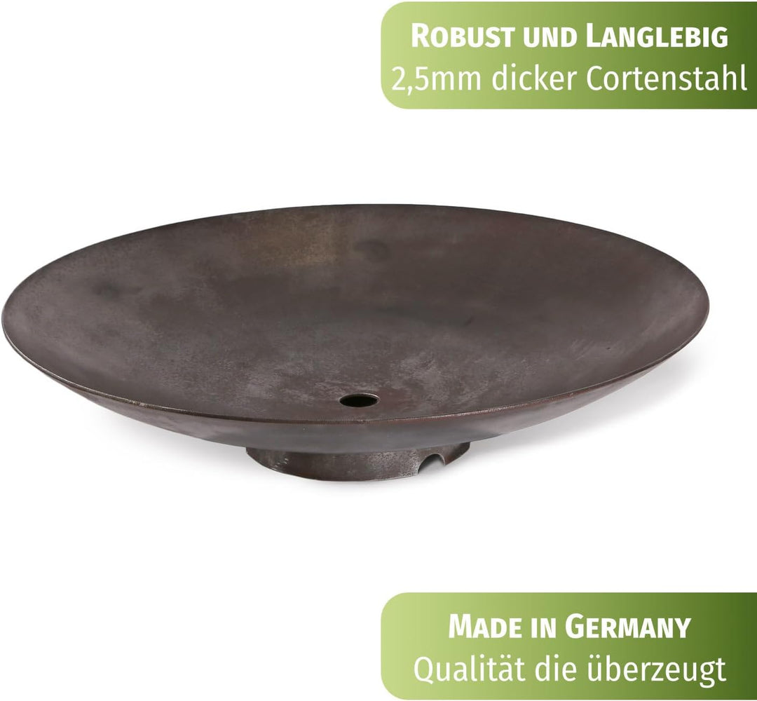 CLGarden Feuerschale Cortenstahl 60 cm rund Garten Feuerstelle CF60 klein robust 2,5 mm Corten Stahl