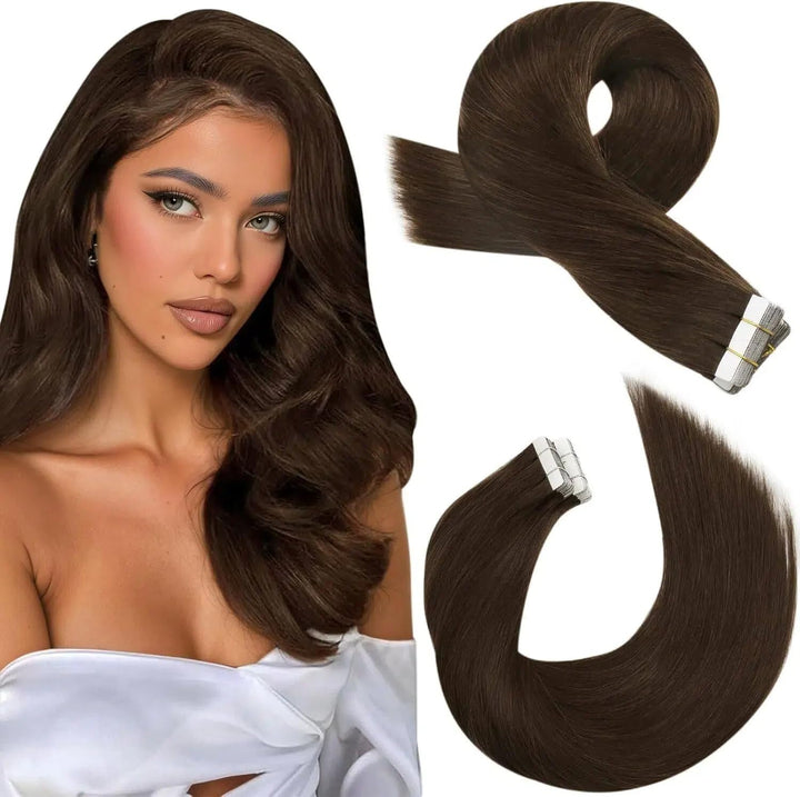 Moresoo Invisible Tape Extensions Echthaar 60 cm Tape in Haarverlängerungen Klebe Extensions Echthaa