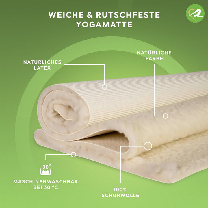 Bausinger Yogamatte Basic, 16mm Florhöhe, 90x200 cm, natur