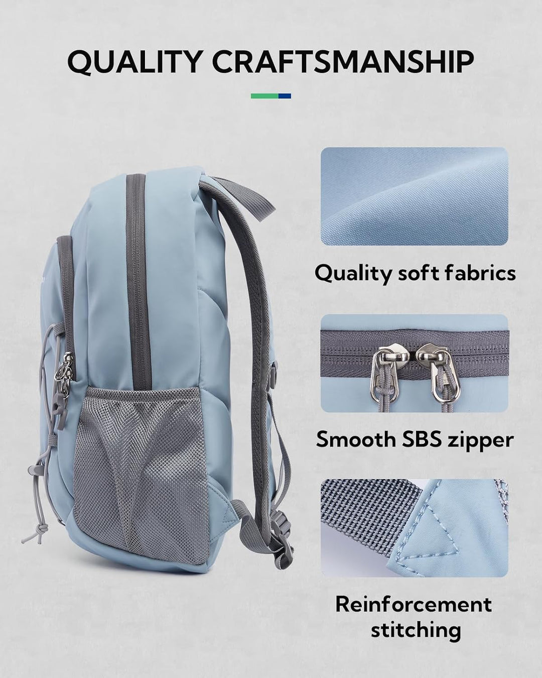 WATERFLY Kleiner Rucksack 12L Wanderrucksack: Mini Backpack Tagesrucksack Hellblau, Hellblau