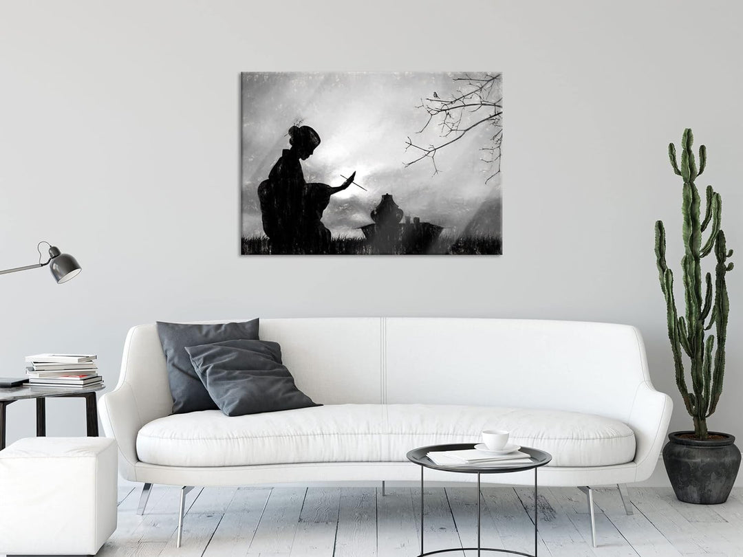 Pixxprint Glasbild | Wandbild aus Echtglas | Geisha | 60x40 cm | inkl. Aufhängung und Abstandshalter