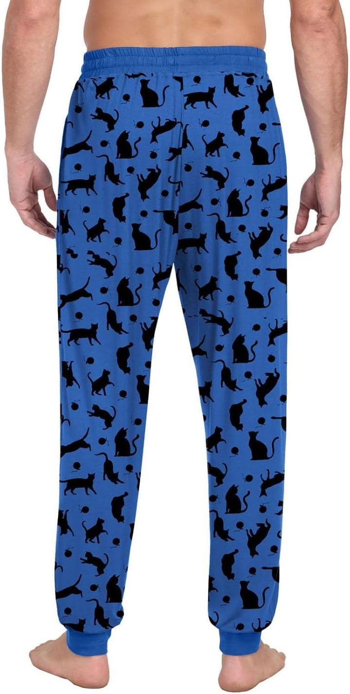 PrinStory Schlafanzughosen Für Herren Lang Pyjamahose Mit Taschen Elastischem Bund Schlafhose Lounge