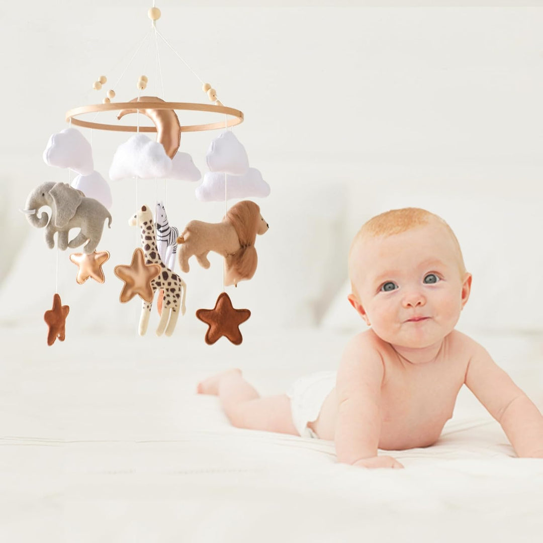 Mobile Baby Windspiele, Tierchen Waldtiere Bettglocke aus Filz Babybett Bettglocke Anhänger Mobile B