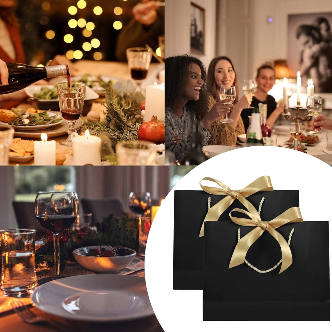 Geschenktüten aus Papier mit Schleifenbändern,Geschenktaschen mit Henkel,Papiertüten für Geburtstag,
