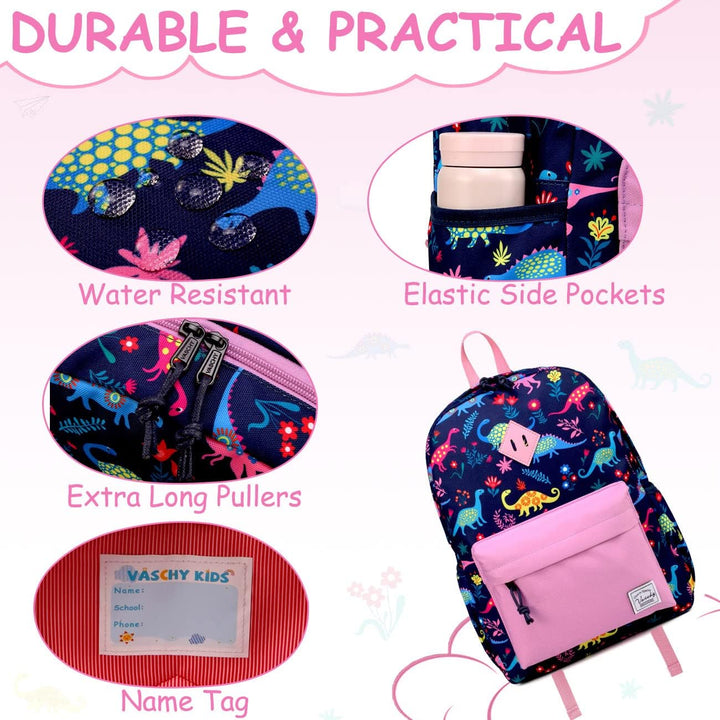 VASCHY Kinderrucksack Jungen Mädchen, Niedlich Wasserdicht Vorschule Kinder Rucksack Kindergarten Kl