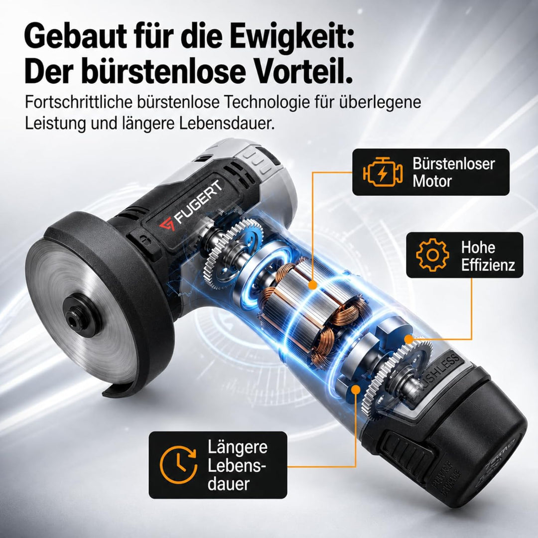 Mini Flex 76mm - Mini Winkelschleifer Akku 13000 Rpm - Brushless Motor - 2x 1.8 Ah Akku & Ladegerät